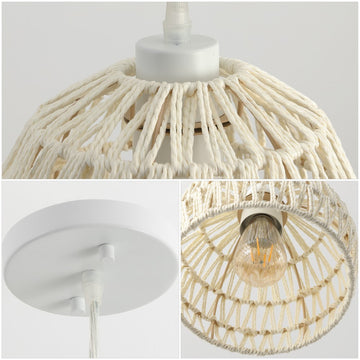 Campana 20" Bohemian Modern Woven Rattan/Iron LED Pendant